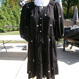 NWT MY DANIELLE BLACK EMB DAISY DRESS S